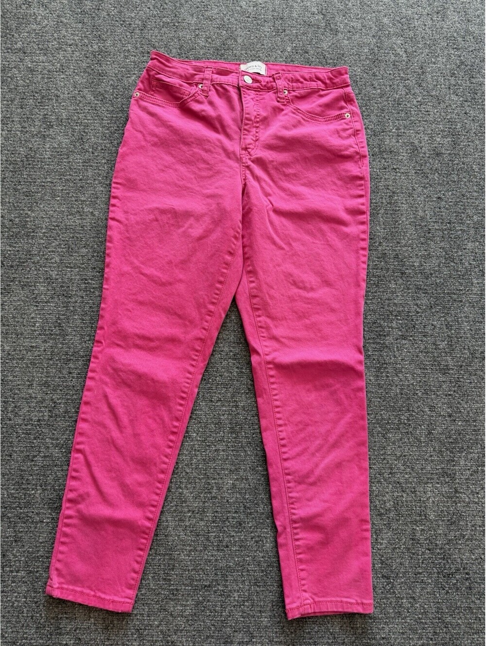 Crown & Ivy Womens High Rise Skinny Stretch 5-Pocket Solid Pink Jeans 8R Casual
